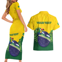 Personalized Brazil Couples Matching Short Sleeve Bodycon Dress and Hawaiian Shirt Toco Toucan Tropical Vibes - Wonder Print Shop