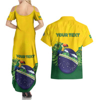 Personalized Brazil Couples Matching Summer Maxi Dress and Hawaiian Shirt Toco Toucan Tropical Vibes - Wonder Print Shop