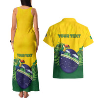 Personalized Brazil Couples Matching Tank Maxi Dress and Hawaiian Shirt Toco Toucan Tropical Vibes - Wonder Print Shop