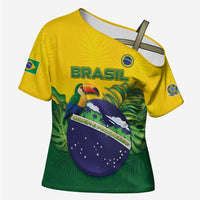 Personalized Brazil Cross Shoulder Shirt Toco Toucan Tropical Vibes - Wonder Print Shop