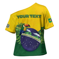 Personalized Brazil Cross Shoulder Shirt Toco Toucan Tropical Vibes - Wonder Print Shop