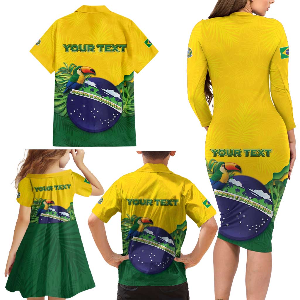 Personalized Brazil Family Matching Long Sleeve Bodycon Dress and Hawaiian Shirt Toco Toucan Tropical Vibes - Wonder Print Shop