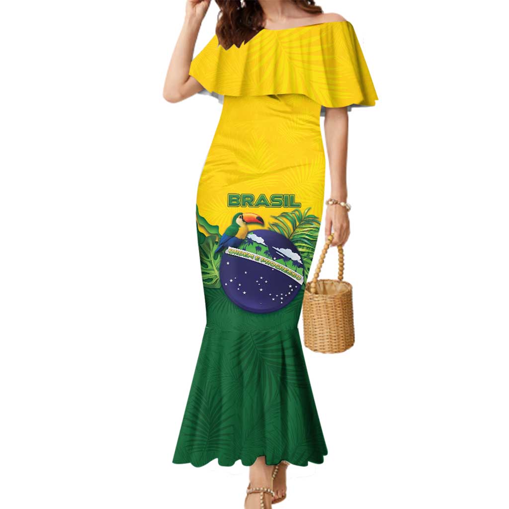 Personalized Brazil Family Matching Mermaid Dress and Hawaiian Shirt Toco Toucan Tropical Vibes - Wonder Print Shop
