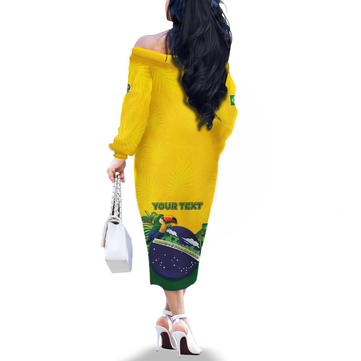 Personalized Brazil Family Matching Off The Shoulder Long Sleeve Dress and Hawaiian Shirt Toco Toucan Tropical Vibes - Wonder Print Shop