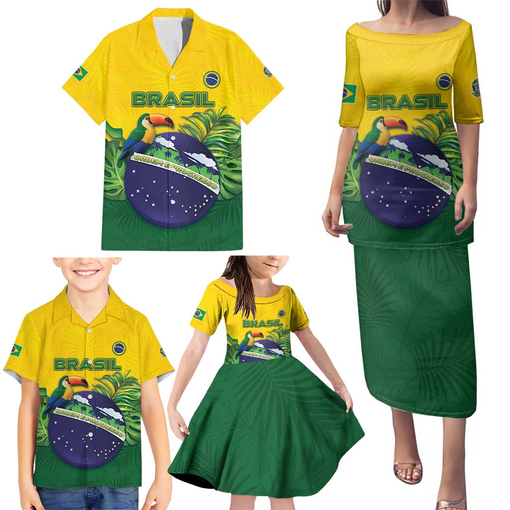 Personalized Brazil Family Matching Puletasi and Hawaiian Shirt Toco Toucan Tropical Vibes - Wonder Print Shop