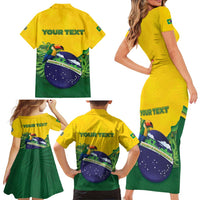 Personalized Brazil Family Matching Short Sleeve Bodycon Dress and Hawaiian Shirt Toco Toucan Tropical Vibes - Wonder Print Shop