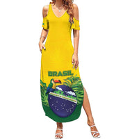 Personalized Brazil Family Matching Summer Maxi Dress and Hawaiian Shirt Toco Toucan Tropical Vibes - Wonder Print Shop