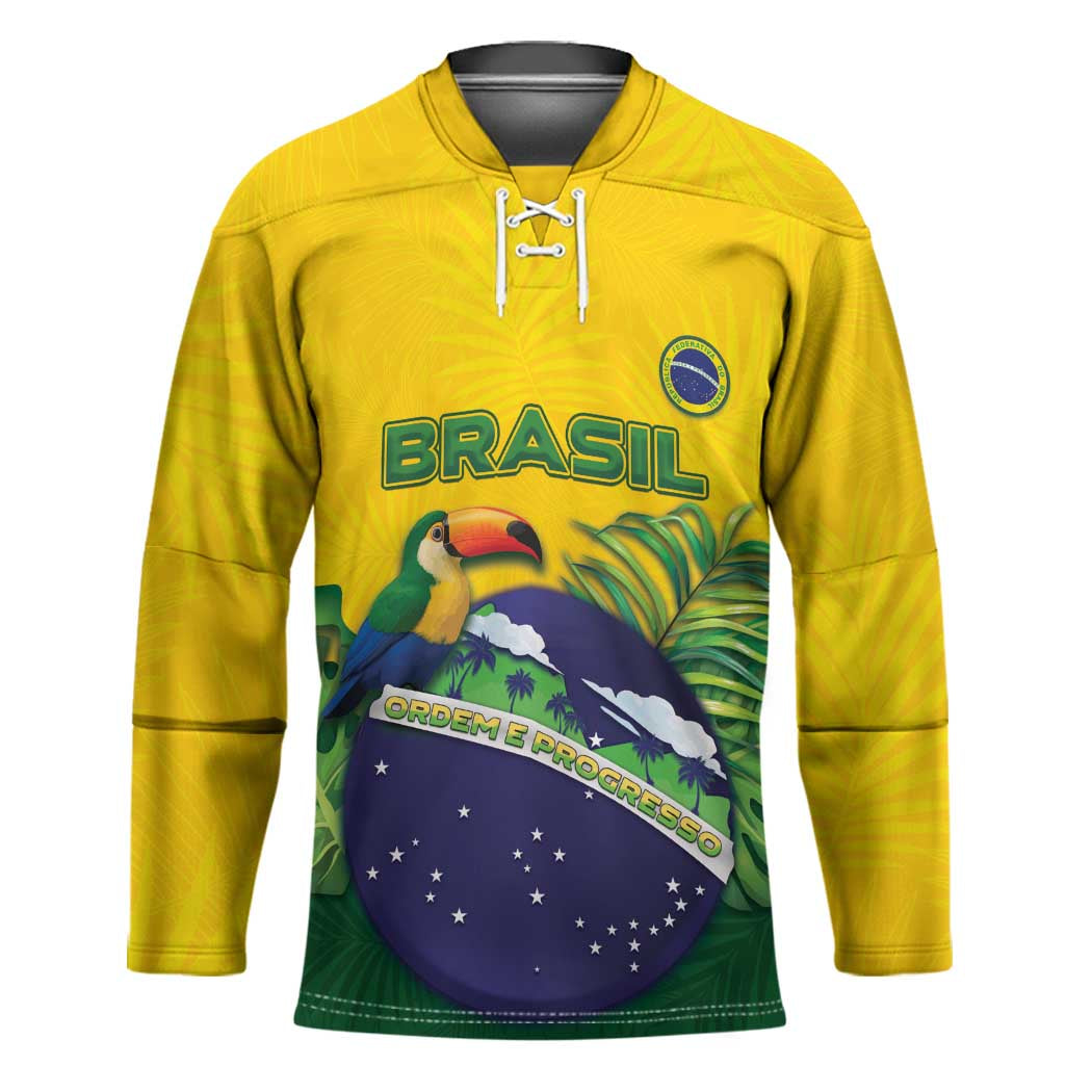 Personalized Brazil Hockey Jersey Toco Toucan Tropical Vibes - Wonder Print Shop