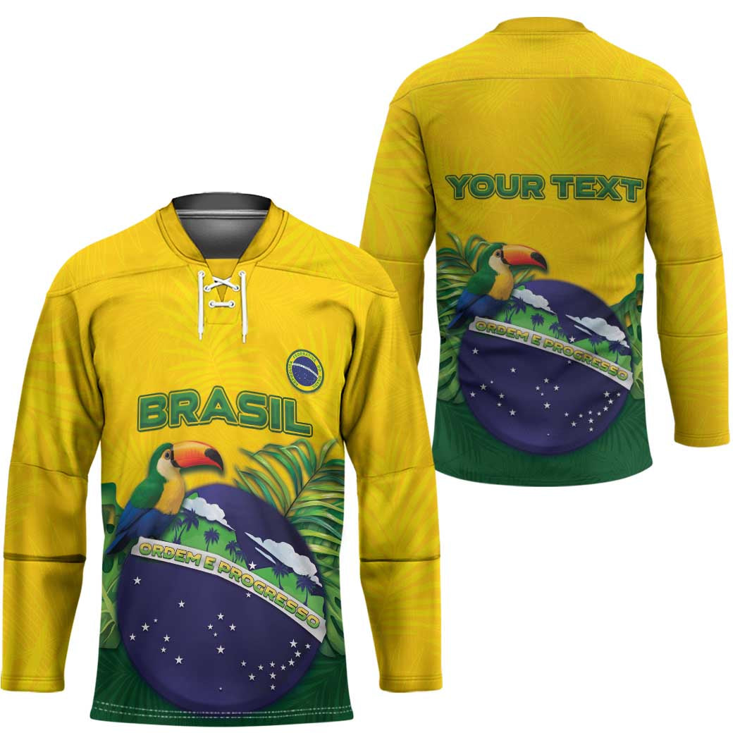 Personalized Brazil Hockey Jersey Toco Toucan Tropical Vibes - Wonder Print Shop