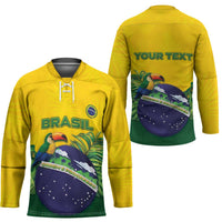 Personalized Brazil Hockey Jersey Toco Toucan Tropical Vibes - Wonder Print Shop