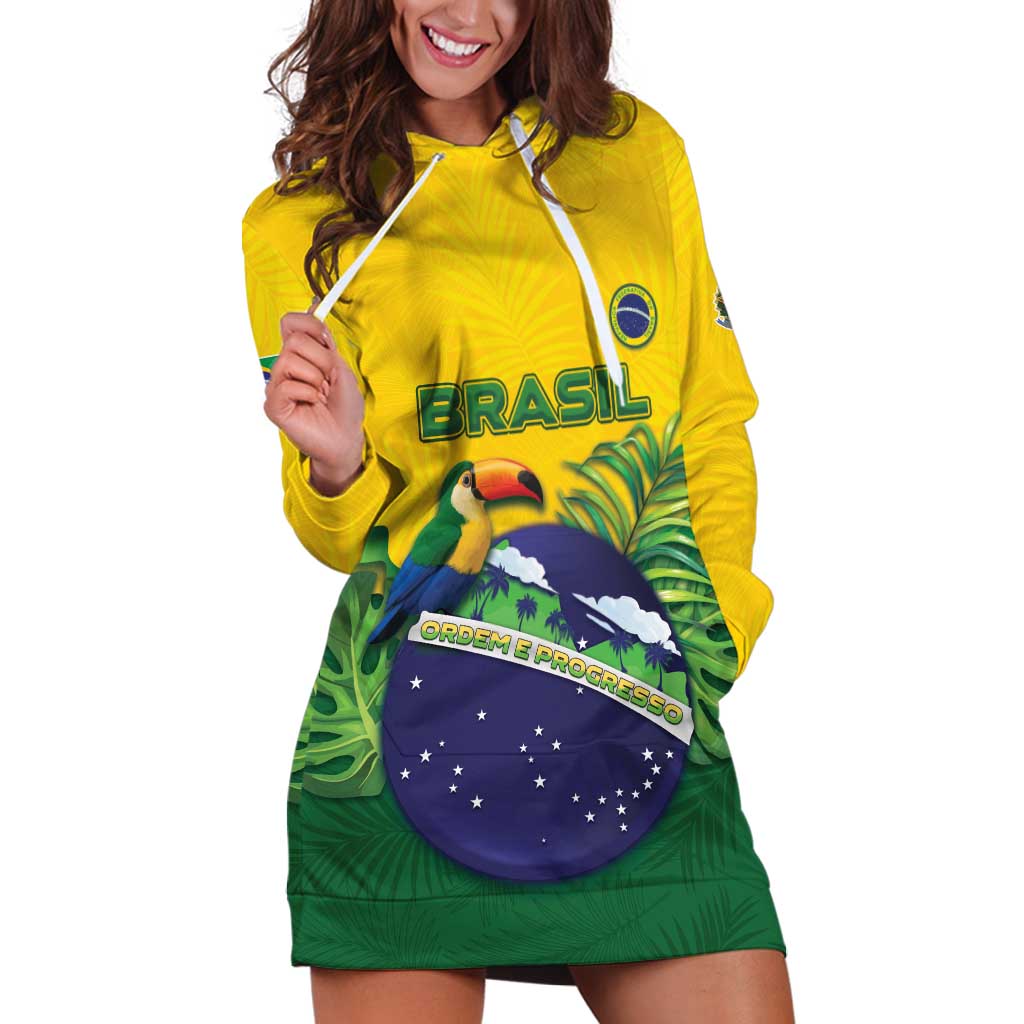 Personalized Brazil Hoodie Dress Toco Toucan Tropical Vibes - Wonder Print Shop