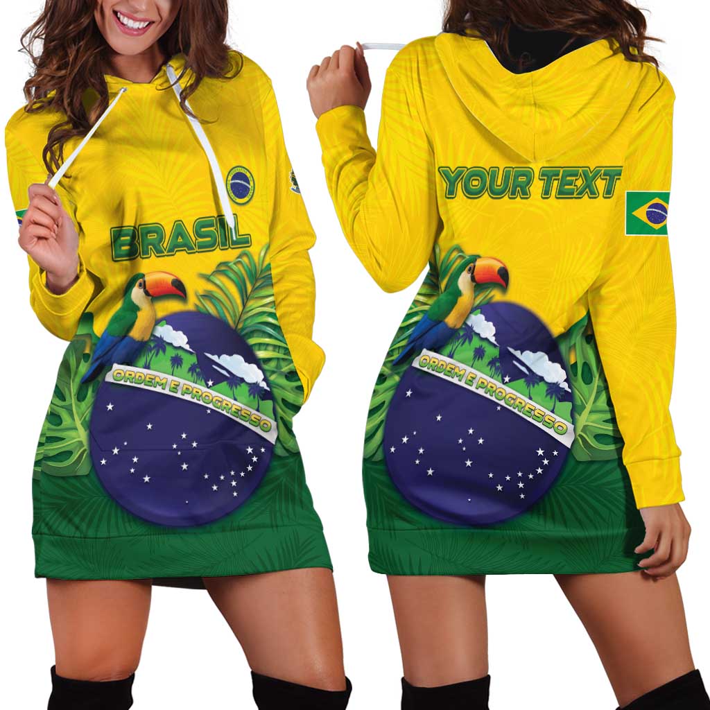 Personalized Brazil Hoodie Dress Toco Toucan Tropical Vibes - Wonder Print Shop