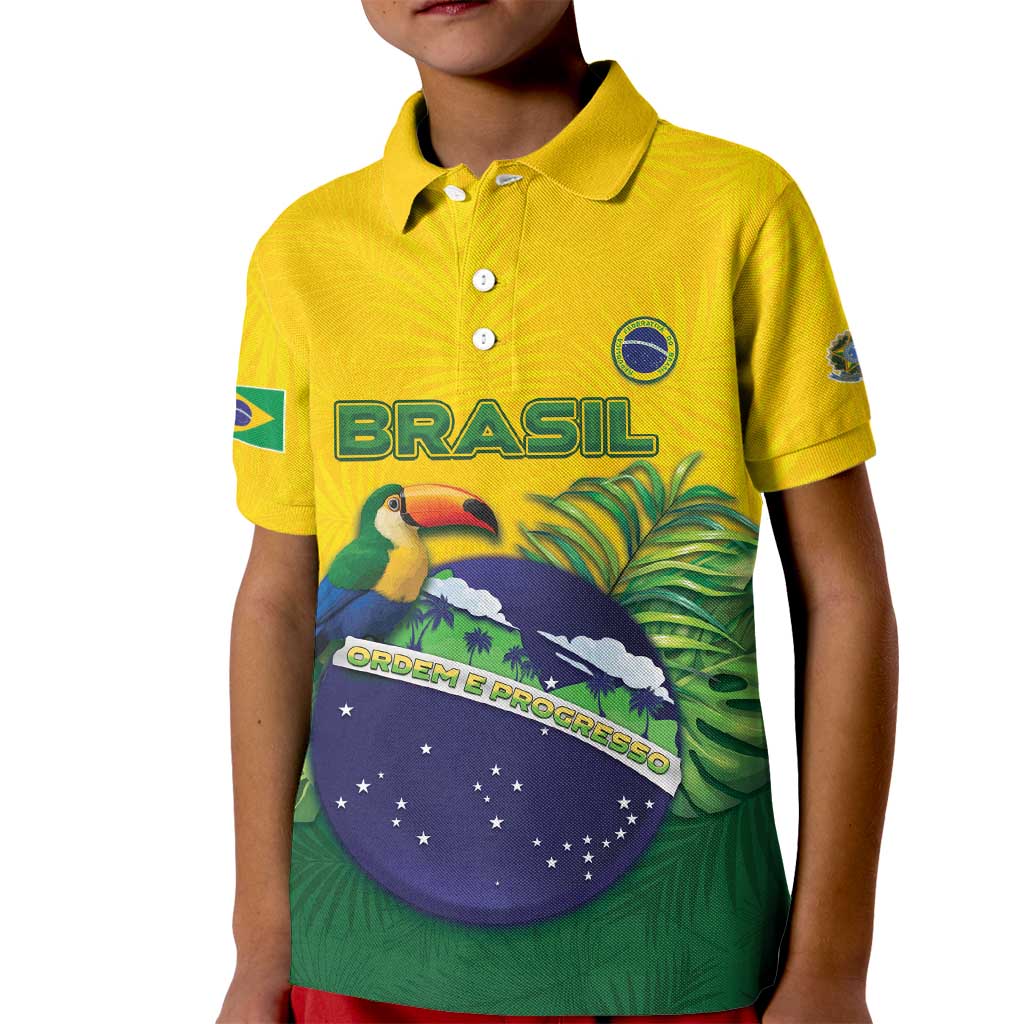 Personalized Brazil Kid Polo Shirt Toco Toucan Tropical Vibes - Wonder Print Shop