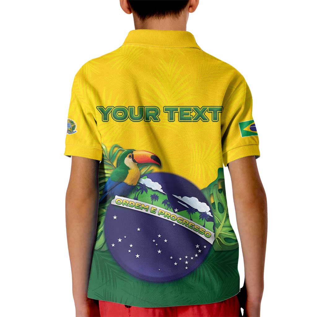 Personalized Brazil Kid Polo Shirt Toco Toucan Tropical Vibes - Wonder Print Shop