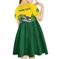 Personalized Brazil Kid Short Sleeve Dress Toco Toucan Tropical Vibes - Wonder Print Shop