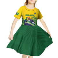 Personalized Brazil Kid Short Sleeve Dress Toco Toucan Tropical Vibes - Wonder Print Shop