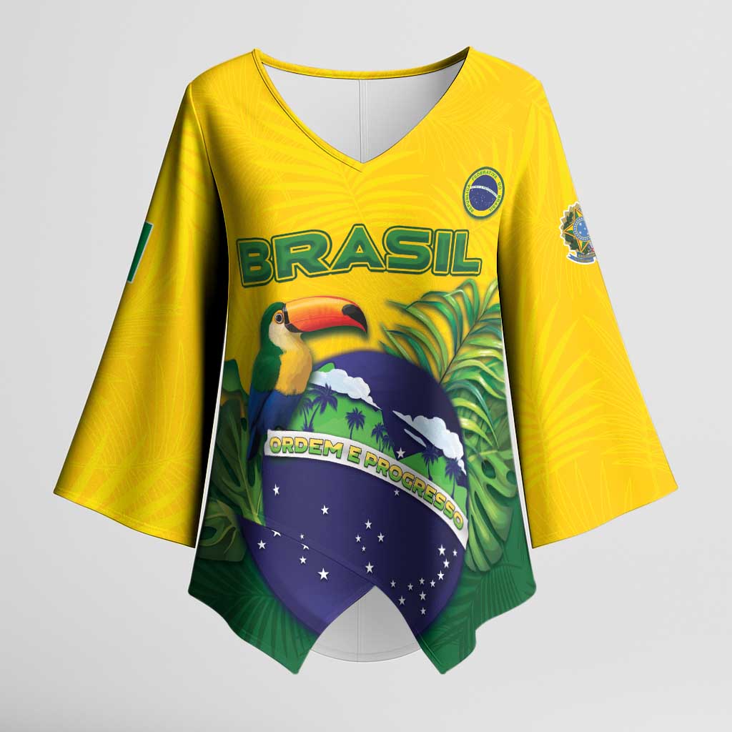 Personalized Brazil Kimono Sleeve Blouse Toco Toucan Tropical Vibes - Wonder Print Shop