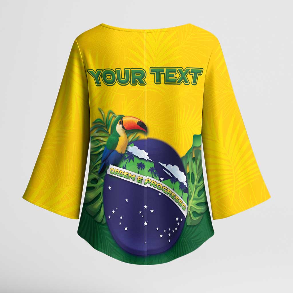 Personalized Brazil Kimono Sleeve Blouse Toco Toucan Tropical Vibes - Wonder Print Shop