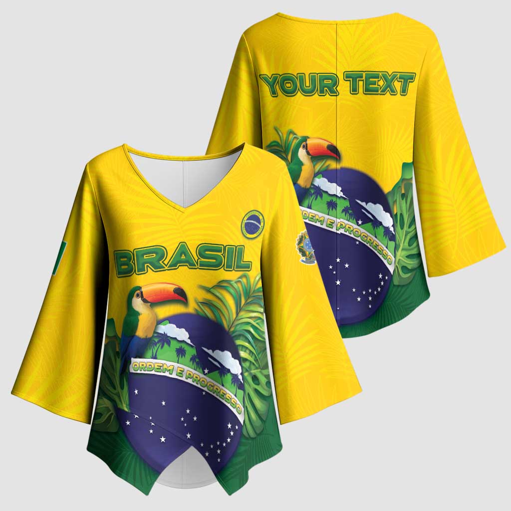 Personalized Brazil Kimono Sleeve Blouse Toco Toucan Tropical Vibes - Wonder Print Shop