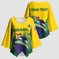 Personalized Brazil Kimono Sleeve Blouse Toco Toucan Tropical Vibes - Wonder Print Shop
