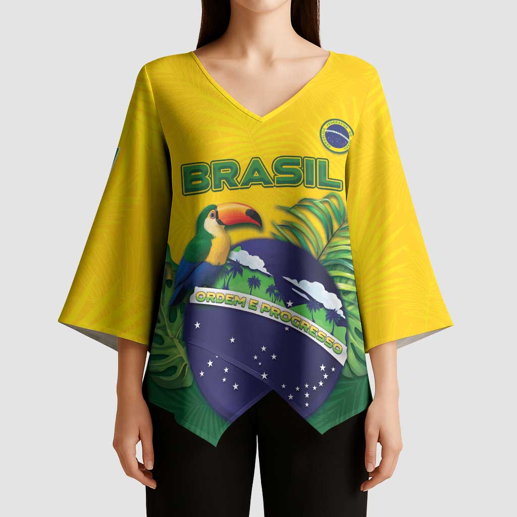Personalized Brazil Kimono Sleeve Blouse Toco Toucan Tropical Vibes - Wonder Print Shop