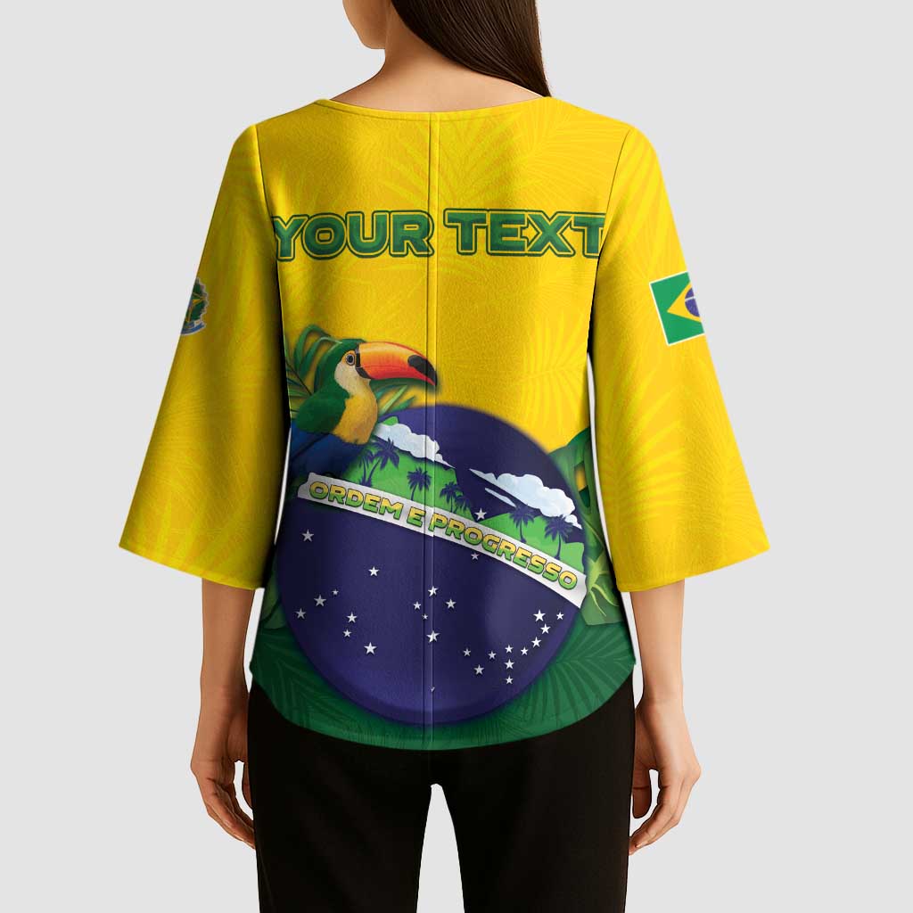 Personalized Brazil Kimono Sleeve Blouse Toco Toucan Tropical Vibes - Wonder Print Shop