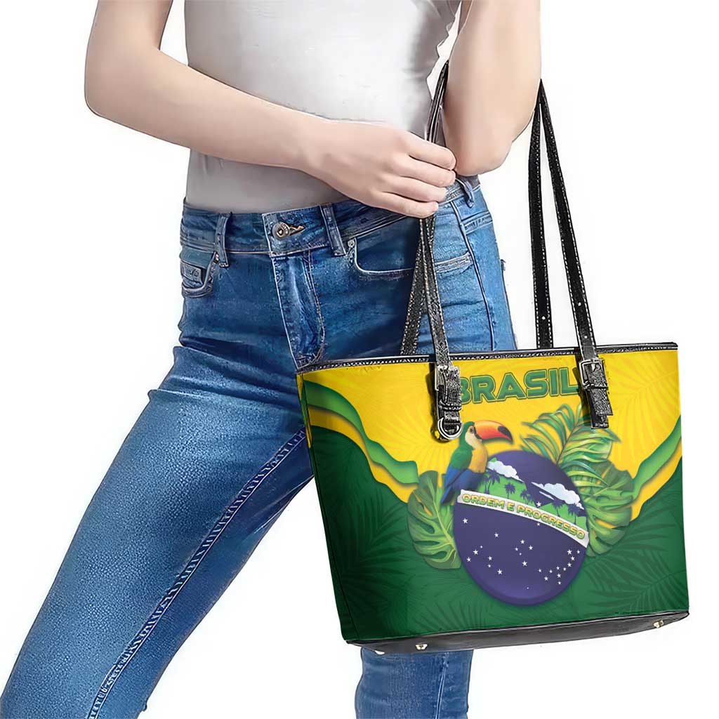 Brazil Leather Tote Bag Toco Toucan Tropical Vibes - Wonder Print Shop