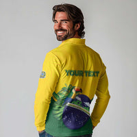 Personalized Brazil Long Sleeve Polo Shirt Toco Toucan Tropical Vibes - Wonder Print Shop