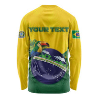 Personalized Brazil Long Sleeve Shirt Toco Toucan Tropical Vibes - Wonder Print Shop