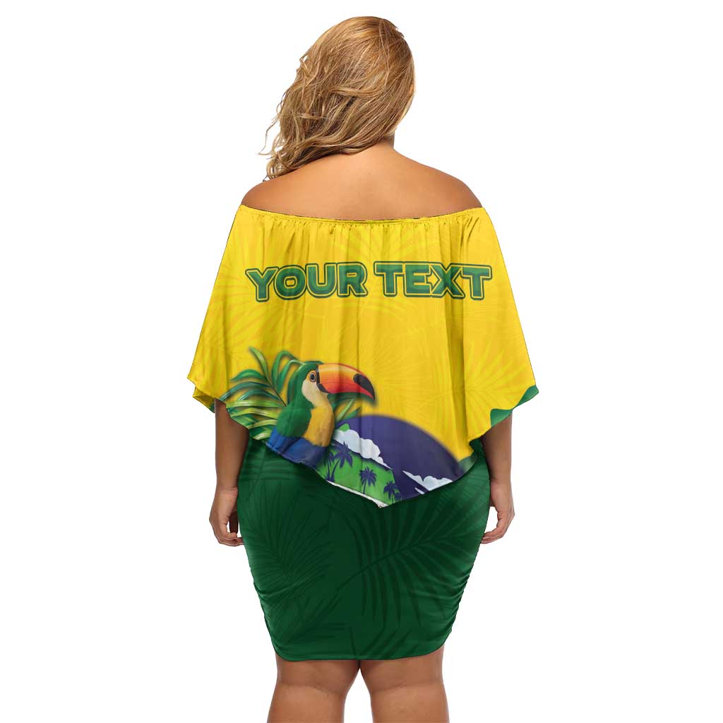Personalized Brazil Off Shoulder Short Dress Toco Toucan Tropical Vibes - Wonder Print Shop