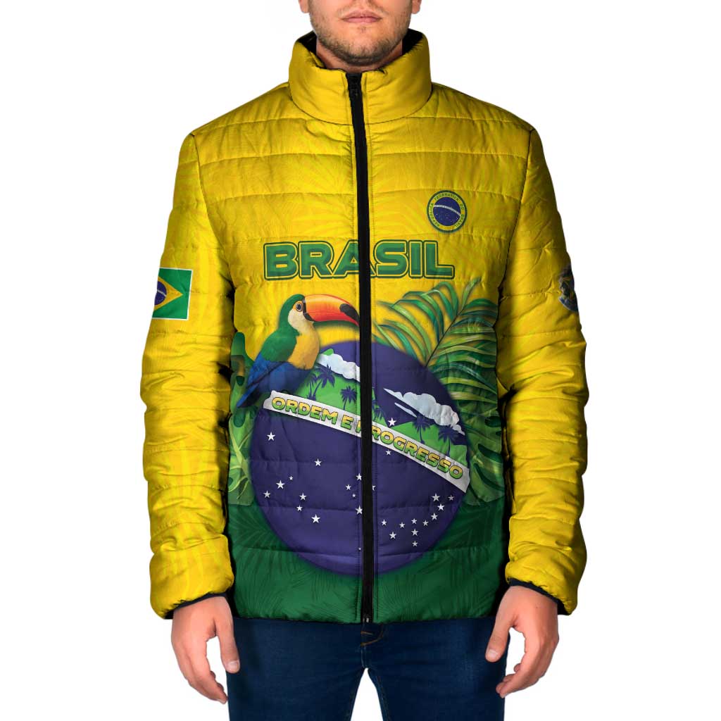 Personalized Brazil Padded Jacket Toco Toucan Tropical Vibes - Wonder Print Shop