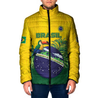 Personalized Brazil Padded Jacket Toco Toucan Tropical Vibes - Wonder Print Shop