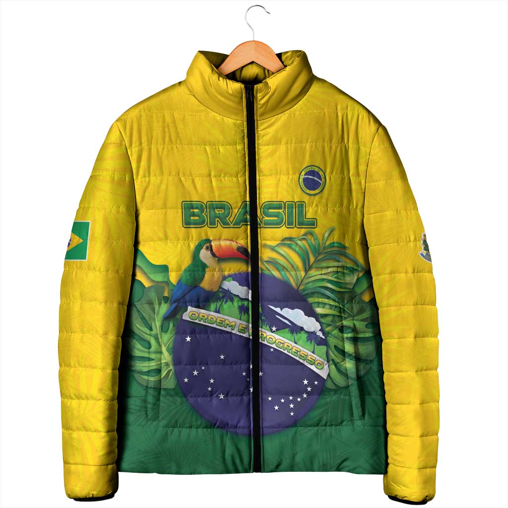 Personalized Brazil Padded Jacket Toco Toucan Tropical Vibes - Wonder Print Shop