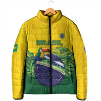 Personalized Brazil Padded Jacket Toco Toucan Tropical Vibes - Wonder Print Shop