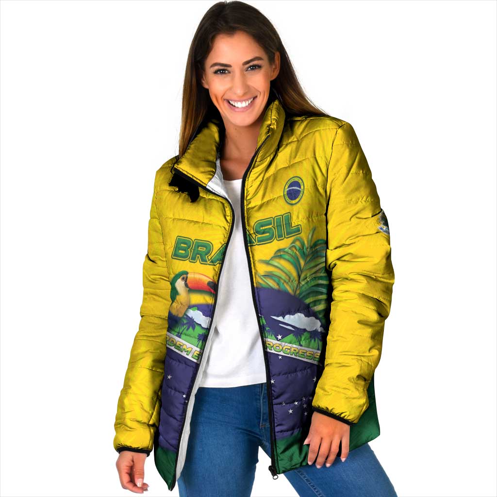 Personalized Brazil Padded Jacket Toco Toucan Tropical Vibes - Wonder Print Shop