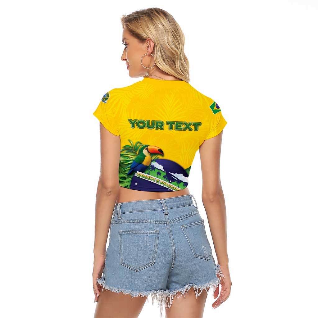 Personalized Brazil Raglan Cropped T Shirt Toco Toucan Tropical Vibes - Wonder Print Shop