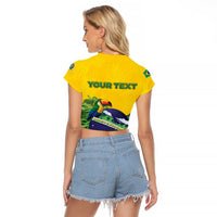 Personalized Brazil Raglan Cropped T Shirt Toco Toucan Tropical Vibes - Wonder Print Shop