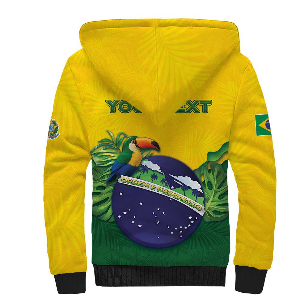 Personalized Brazil Sherpa Hoodie Toco Toucan Tropical Vibes - Wonder Print Shop