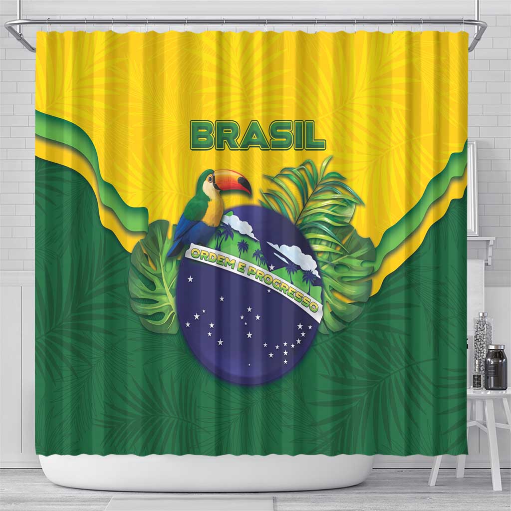 Brazil Shower Curtain Toco Toucan Tropical Vibes - Wonder Print Shop