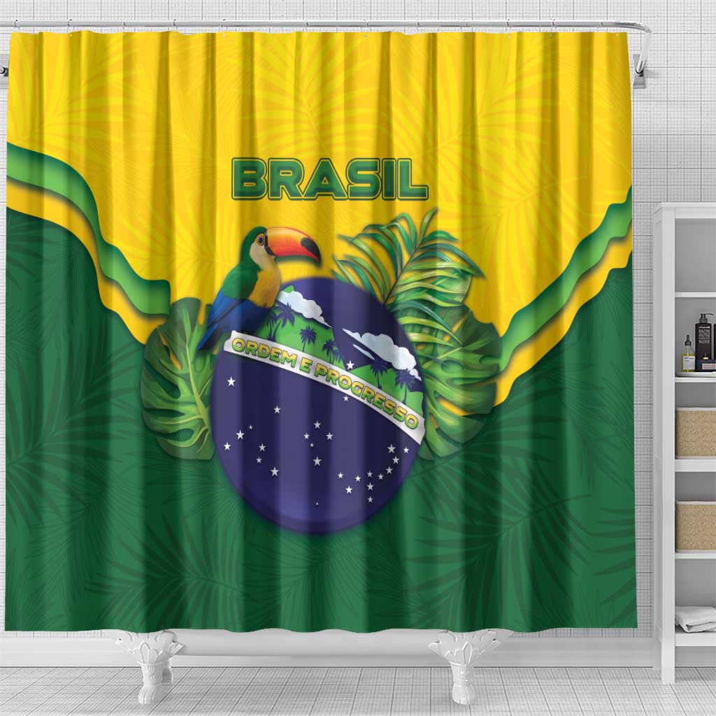 Brazil Shower Curtain Toco Toucan Tropical Vibes - Wonder Print Shop