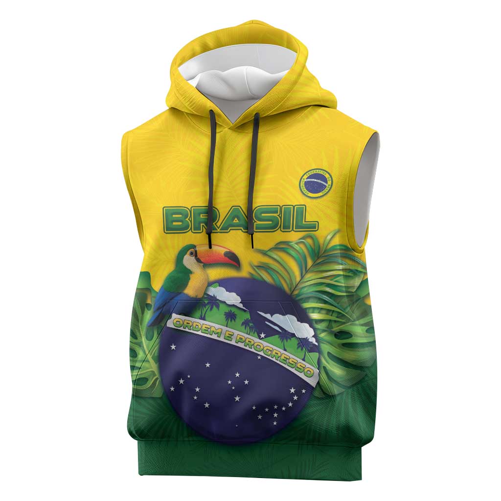 Personalized Brazil Sleeveless Hoodie Toco Toucan Tropical Vibes - Wonder Print Shop