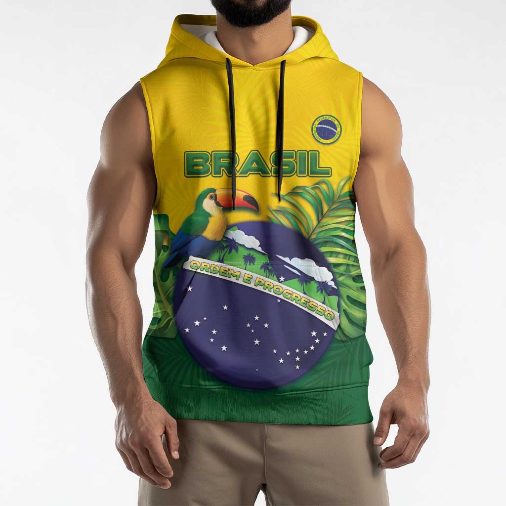 Personalized Brazil Sleeveless Hoodie Toco Toucan Tropical Vibes - Wonder Print Shop