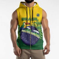 Personalized Brazil Sleeveless Zip Hoodie Toco Toucan Tropical Vibes - Wonder Print Shop
