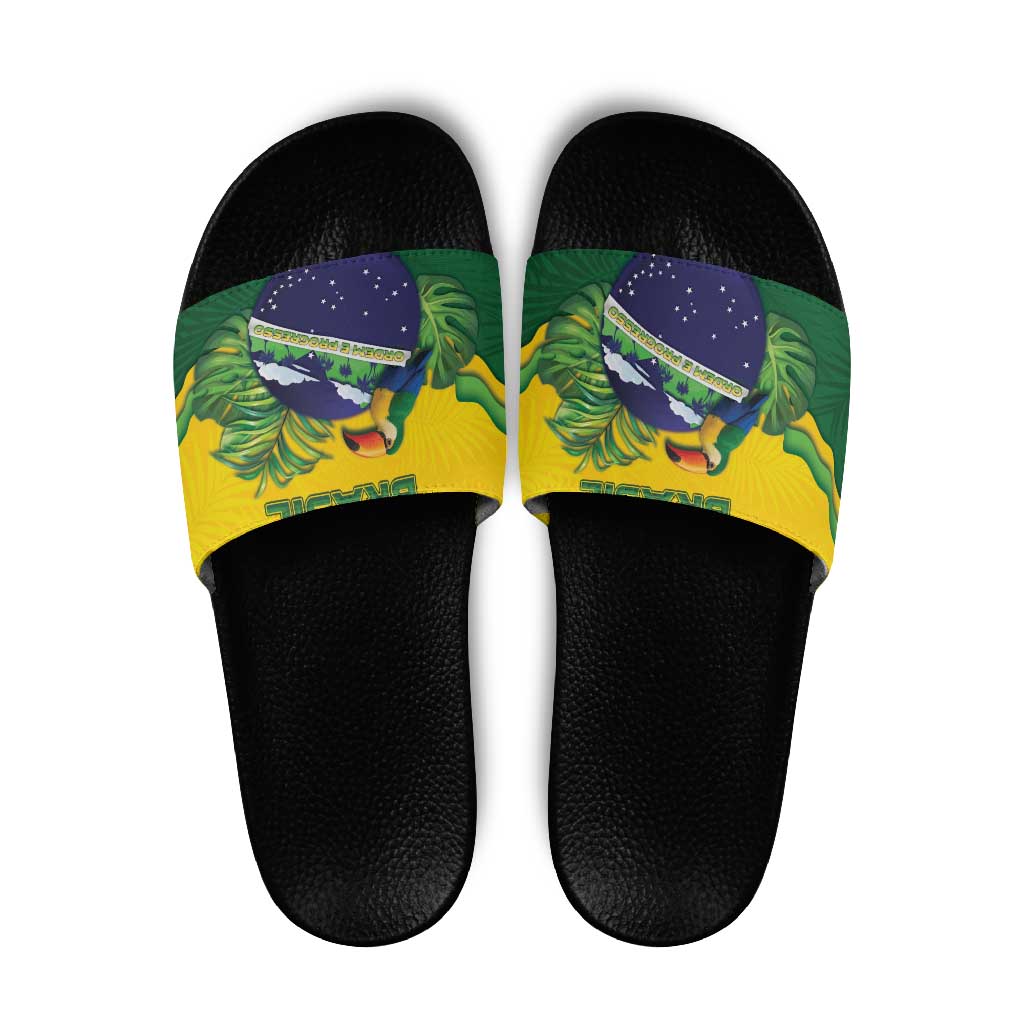 Brazil Slide Sandals Toco Toucan Tropical Vibes - Wonder Print Shop