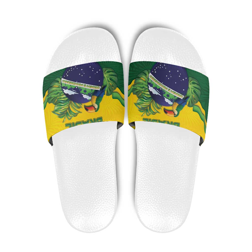Brazil Slide Sandals Toco Toucan Tropical Vibes - Wonder Print Shop