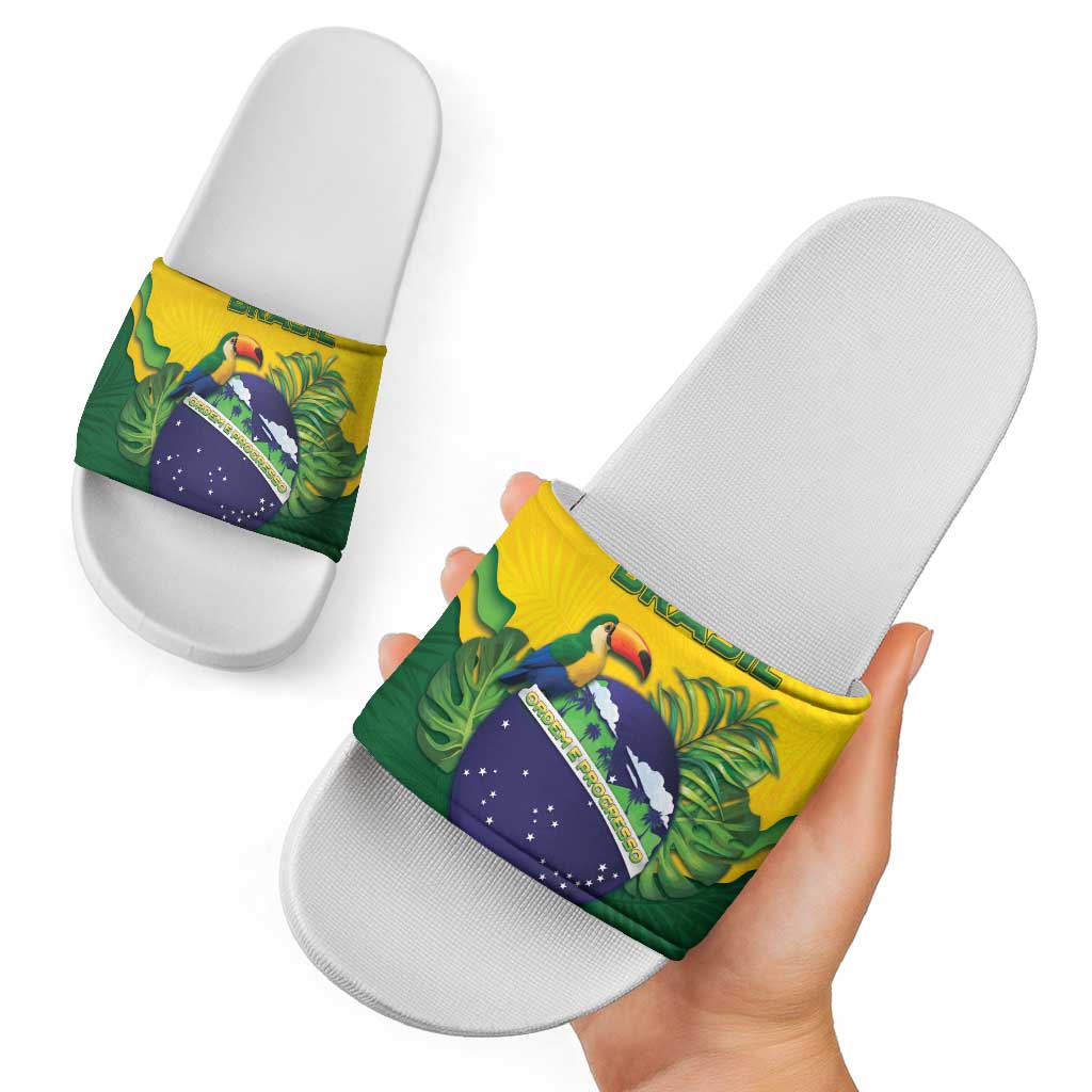 Brazil Slide Sandals Toco Toucan Tropical Vibes - Wonder Print Shop