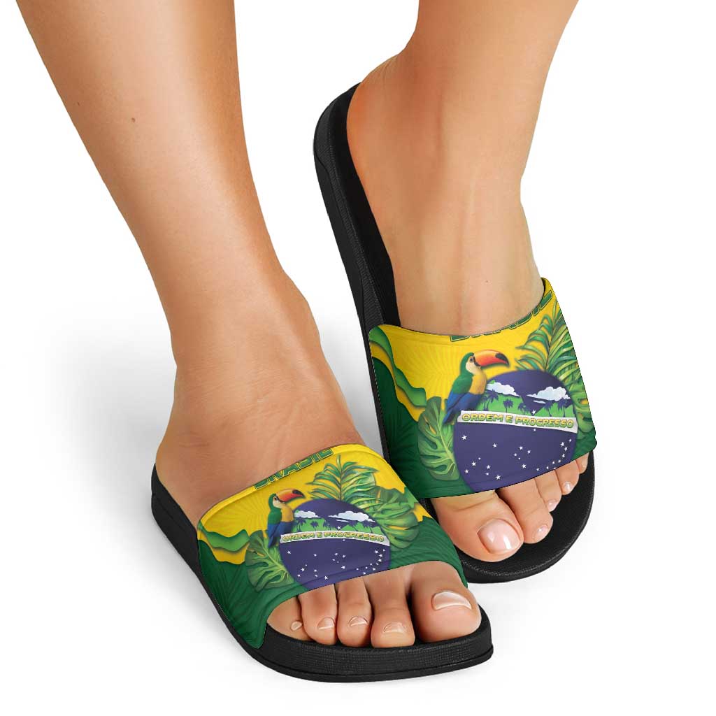 Brazil Slide Sandals Toco Toucan Tropical Vibes - Wonder Print Shop