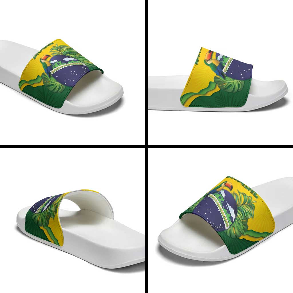 Brazil Slide Sandals Toco Toucan Tropical Vibes - Wonder Print Shop