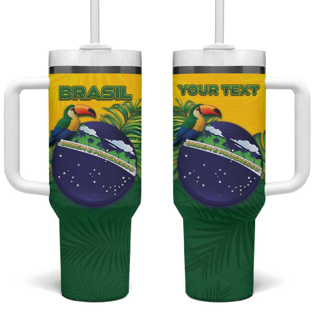 Personalized Brazil Tumbler With Handle Toco Toucan Tropical Vibes - Wonder Print Shop