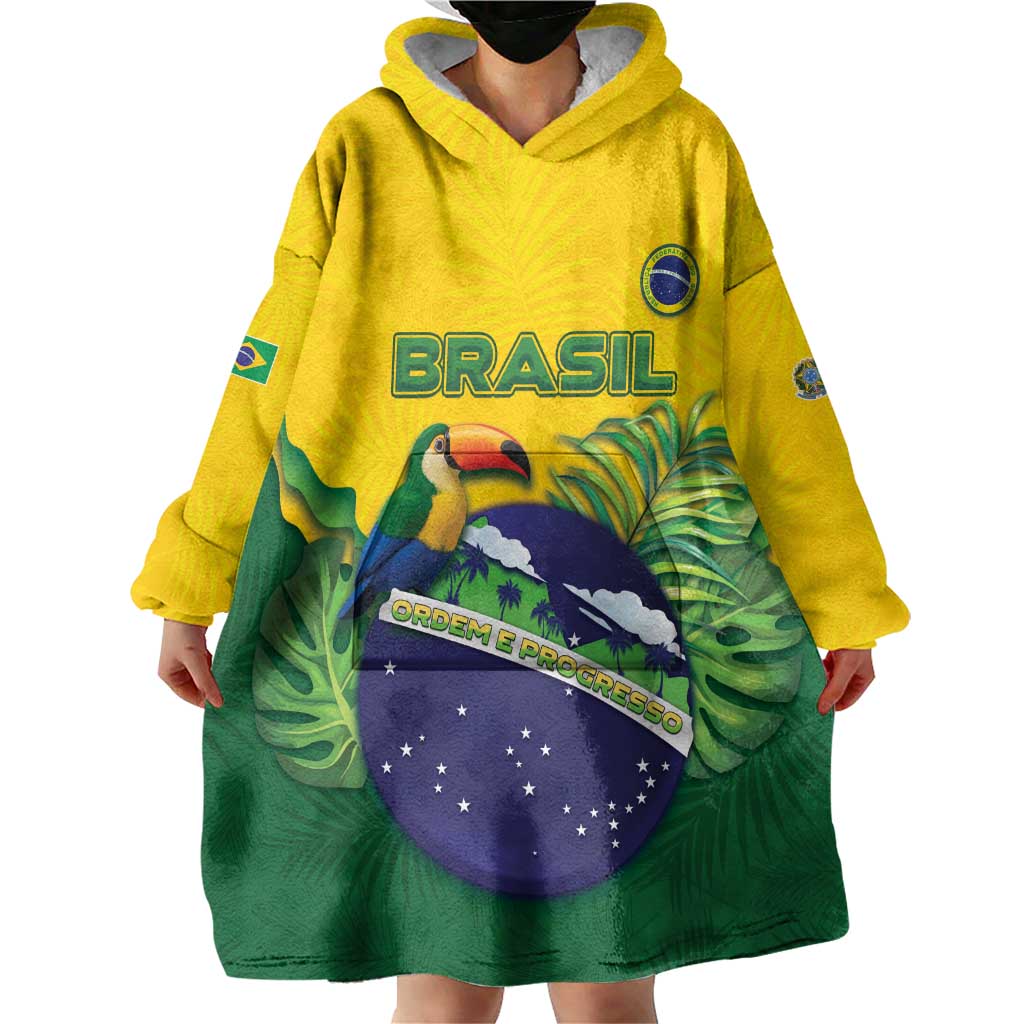 Personalized Brazil Wearable Blanket Hoodie Toco Toucan Tropical Vibes - Wonder Print Shop